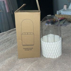 New in box white cosmetic brush spinning storage box